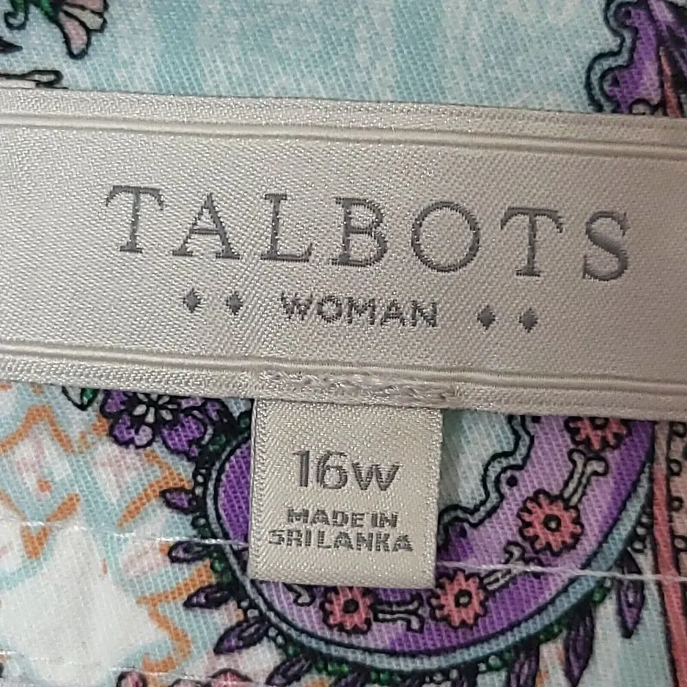 Talbots Womens Plus 16W Midi‎ Pasiley Pencil Skirt Multicolor Pockets Stretch